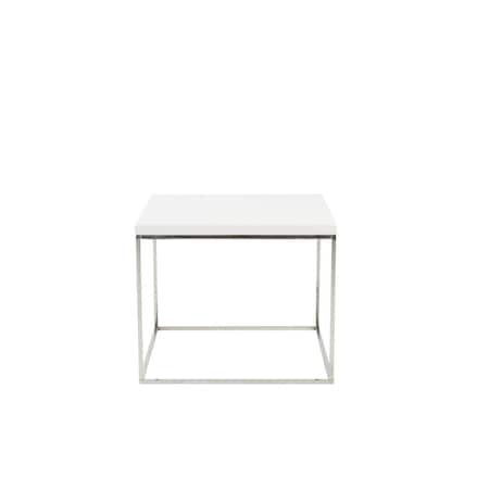 Gfancy Fixtures Modern Gloss & Chrome Cube Side Table White GF3103516
